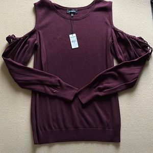 New Express Cold Shoulder Maroon Sweater (Small)